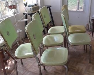 6 retro lime green kitchenette chairs