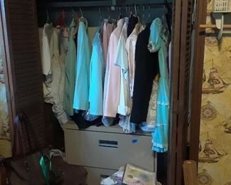 File cabinet and women's dresses