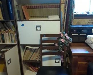 Bookshelves, desk chair