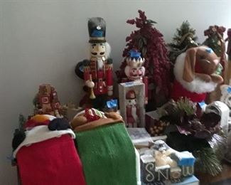 Nutcrackers, trees, and other Christmas items