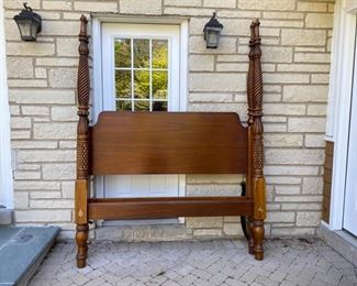 Lot#92   $300.00  Hickory Chair Co. queen four poster bed  (needs hardware to attach side rails)