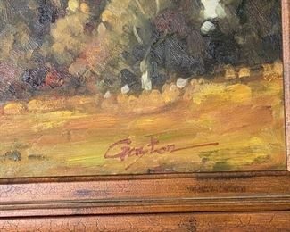 Lot# 17  $550.00  Gorton oil painting of Marina                                   Frame size 47"h x 58 1/2"w