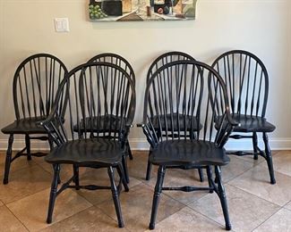 Lot#19    $400  Six painted Windsor-style chairs                      