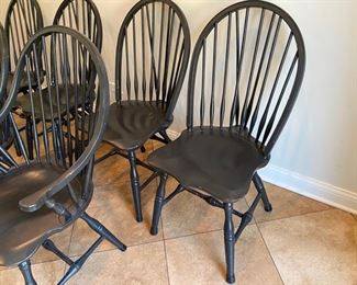 Lot#19    $400  Six painted Windsor-style chairs  