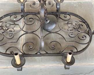 Lot #21  $150.00   Wrought iron chandelier 17"H (without chain) x 36"L x 23"W