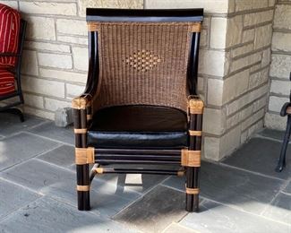 Lot#46  $250.00 38 1/4"h x 27 1/2"w 33"d               Rattan wing chair (small chip on rail)