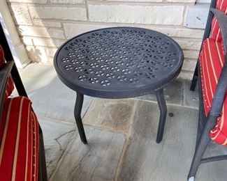Lot# 48 $1200.00 Cast Aluminum patio set Includes: sofa, 2 lounge chairs w/ottomans, coffee table, side table
