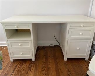 Lot# 56  250.00   Crate and Barrel white desk  & chair                   30 1/2"h x 59"w x 24 1/2"d