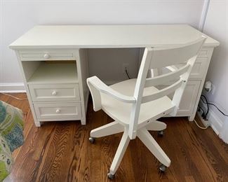 Lot# 56  250.00   Crate and Barrel white desk  & chair                   30 1/2"h x 59"w x 24 1/2"d