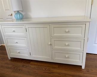 Lot #57 $250.00 Crate and Barrel white chest                          33"h x 63 1/2"w x 20 1/2"d