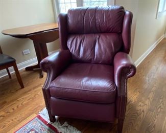 Lot#61  475.00    Leather wing chair recliner                             42"h x 35"w x 40"d
