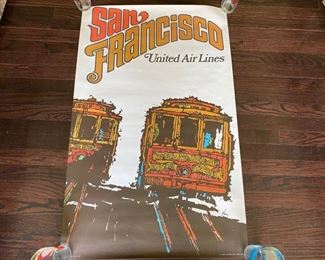 Lot #67  $275.00 Vintage United Airlines San Francisco Poster by Jebray c. 1967 40"h x 25"w 