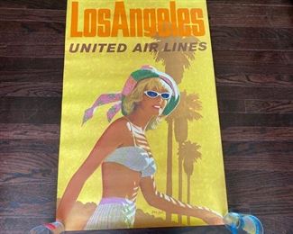 Lot#67 $1200.00  Rare Stan Galli United Airlines Los Angeles Poster 
