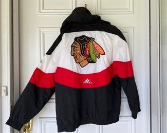 Lot#73  $65.00 Chicago Blackhawks Jacket - Size Large
Full Zip Winter Hoodie by Apex One - Vintage 1990’s - Never worn

