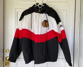 Lot#73  $65.00 Chicago Blackhawks Jacket - Size Large
Full Zip Winter Hoodie by Apex One - Vintage 1990’s - Never worn
