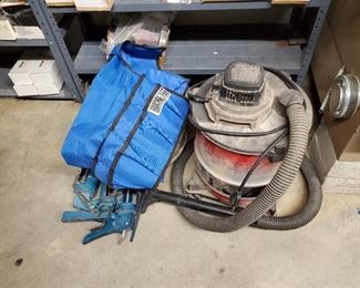 5 Gal Shop Vac, (2) 5 Gal Bucket Tool Pouches, Caulking Guns, Helmets