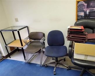 Assorted Office Chairs And 1in Burgandy Binders