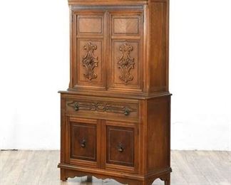 Antique Angelus Furniture Solid Wood China Cabinet - One Piece
