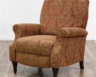 Traditional Thomasville Red & Gold Paisley Recliner Club Chair