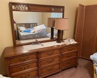 . . . with matching mirrored dresser -- mid-century furnishings are hot right now!
