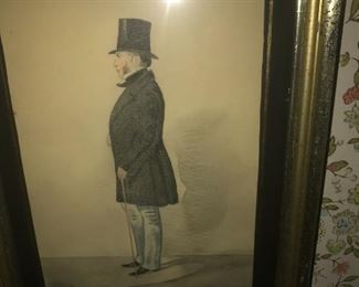 Early Drawing of a Man in TopHat.
