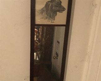 Framed Dog Design Mirror.