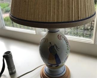 Quimper Painted Lamp.
