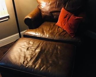 Leather armchair and ottoman