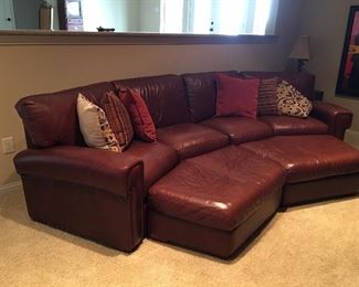 Leather sofa with ottomans