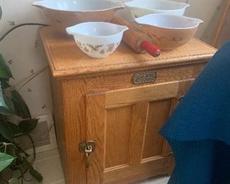 Reproduction Ice Box Table and Pyrex