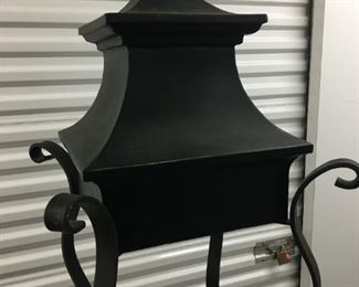 Top of Black iron/metal Etegere shelf (have set of 2) each one has 3 glass shelves - $650 for set