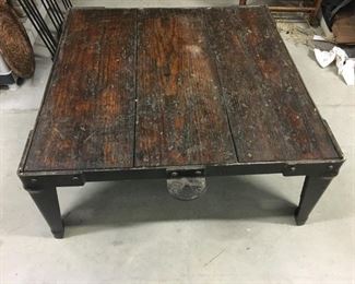 Set of 2 Antique Warehouse carts - super heavy - stationary legs on one end, wheels on the other - $500 each or $1000 for the pair