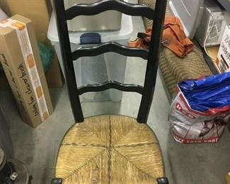 Black wood with rush seat antique kneeling chair $225