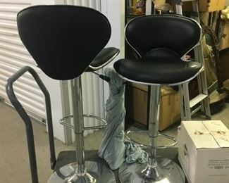 Set of 2 new black & chrome adjustable height swivel barstools $275/set