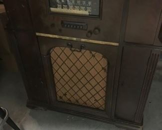 Vintage Firestone radio/record player - one family owners - needs veneer work on the top, new wiring, vacuum tube - $445