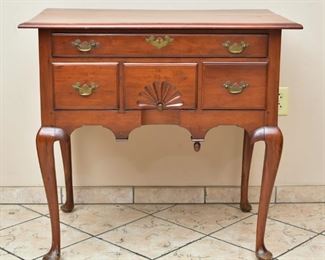 Cherry lowboy, signed on drawer, Booth family, Woodbury or Newtown Connecticut