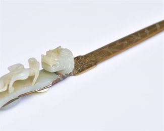 Chinese jade belt hook adapted to letter opener