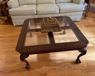 Wood and Glass Top Coffee Table