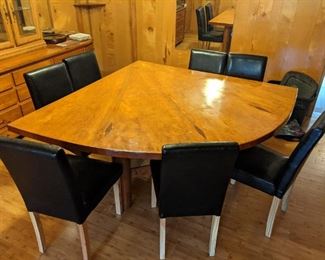 custom built vintage table and 7 chairs
