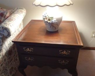 Ethan Allen 2 Drawer Table  24" x 24"