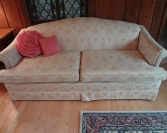 Pink & Cream Upholstered Sofa 78" Long  BUY-IT NOW $100