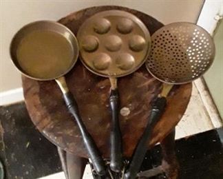 Three brass kitchen decor vintage from India. Display ready. $38