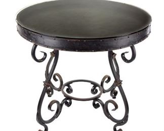 Large Iron and Glass Topped Foyer Tables