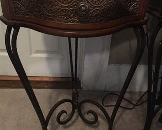 Three legged curio table with one drawer. (Two matching available)