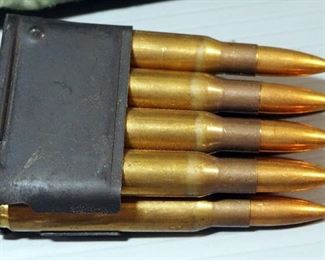 .30 Cal Ammo, Approx 124 Rds, In 8-Rd Clips In Bandolier, And Cartridge Can