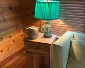 Vintage Crock & Cowboy Lamp (lamp has imperfections)