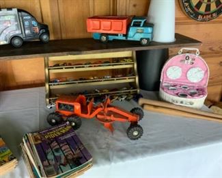 Vintage NY Lint Toy Road Grader, Vintage Comic Books