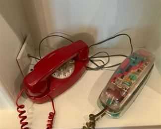 Vintage Red AT&T Phone & Clear Phone by Phone Works