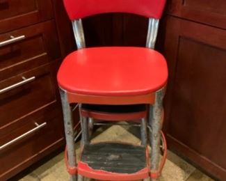 Vintage Cosco Red Chair With Step Stool