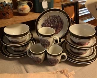 Cabela’s “Whitetail Buck” Folkcraft Stoneware Dishes
